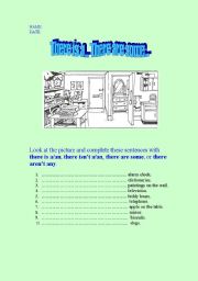 English Worksheet: There is a... there are some...