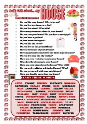 English Worksheet: LET�S TALK ABOUT MY HOUSE (SPEAKING SERIES 20)