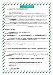 English Worksheet: 7th formers reading comprehension test