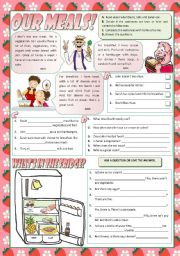 English Worksheet: OUR MEALS!