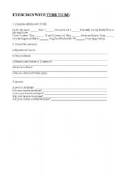 English worksheet: Verb To Be Exercises