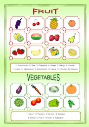 English Worksheet: FRUIT AND VEGETABLES