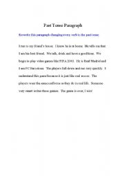 English Worksheet: Re-write the paragraph with using simple past tense