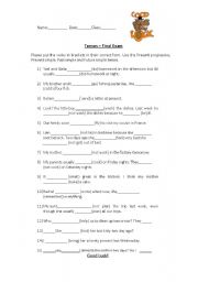 English Worksheet: review tenses