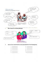 English Worksheet: say hello