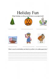 English worksheet: Holiday Fun