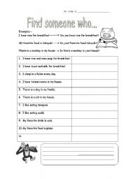 English Worksheet: Find someone who...