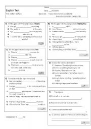 English Worksheet: english test conditional and compounds