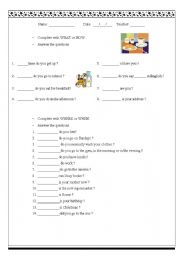 English Worksheet: What - How - Where - When