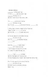 English worksheet: Sittin on the Dock of the Bay cloze listening activity