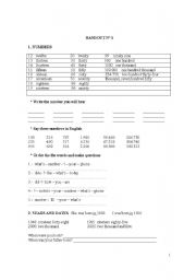 English worksheet: Numbers worksheet
