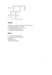 English worksheet: crossword