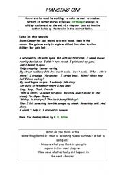 English worksheet: Hanging On