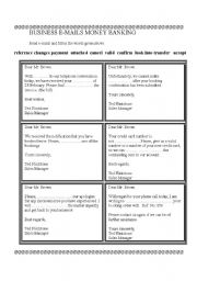 English Worksheet: Business English Money Banking E-mails