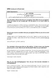 English Worksheet: OPIc [Leisure & Exercise]