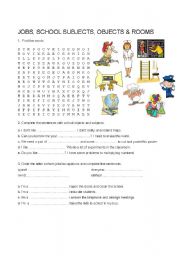 English Worksheet: SCHOOL VOCABULARY - subjects, objects, places, jobs