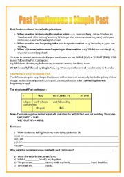 English Worksheet: Past Continuous x Simple Past