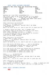 English worksheet: Song Avril Lavigne INNOCENT