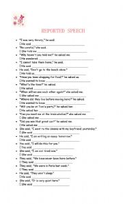 English Worksheet: reported speech 