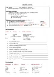 English Worksheet: PRESENT SIMPLE - AFFIRMATIVE - NEGATIVE - INTERROGATIVE (3 PAGES)