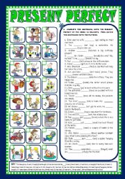 English Worksheet: PRESENT PERFECT - AFFIRMATIVE, NEGATIVE and INTERROGATIVE FORMS (+KEY) - FULLY EDITABLE