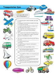 English Worksheet: Transportation Quiz