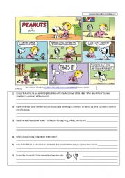 English Worksheet: READING COMPREHENSION through two comics + key