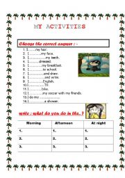 English worksheet: my activities