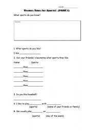 English worksheet: Time for sports