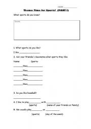 English Worksheet: Time for sports