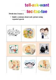 English Worksheet: tell-ask-want(reported speech)  