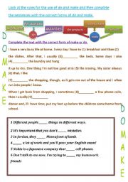 English Worksheet: do--make