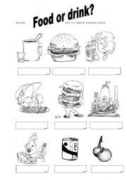 English Worksheet: Food or drink?
