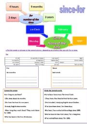 English Worksheet: since-for