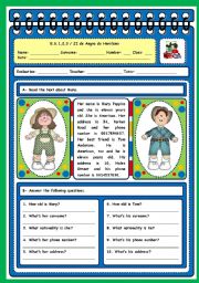 English Worksheet: PERSONAL INFORMATION