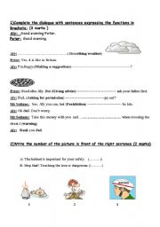 English worksheet: testing functions