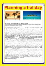 English Worksheet: PLANNING A HOLIDAY