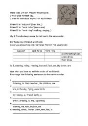 English Worksheet: Mr. Present Progressive Story - 3 pages