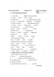 English worksheet: grade 9