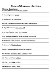 English Worksheet: general grammar revision