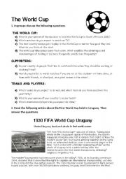 English Worksheet: The First World Cup