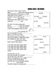 English worksheet: SONG - HALO