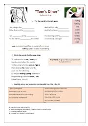 English Worksheet: TOMS DINER