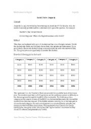 English Worksheet: Entertainment in English- Jeopardy