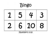 English Worksheet: Number Bingo