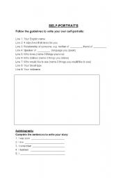 English worksheet: self-portraits