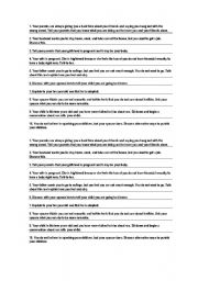 English worksheet: Role playing statements and a reading to give advice