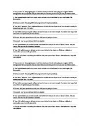 English Worksheet: Role playing statements and a reading to give advice