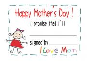 English Worksheet: Happy Mothers Day-promised card