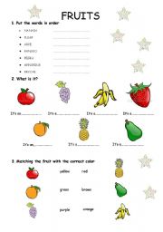 English Worksheet: FRUITS